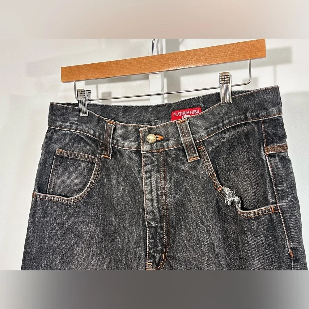 PLATINUM FUBU Denim Carpenter Shorts Made in USA fat Albert Logo Y2K 32